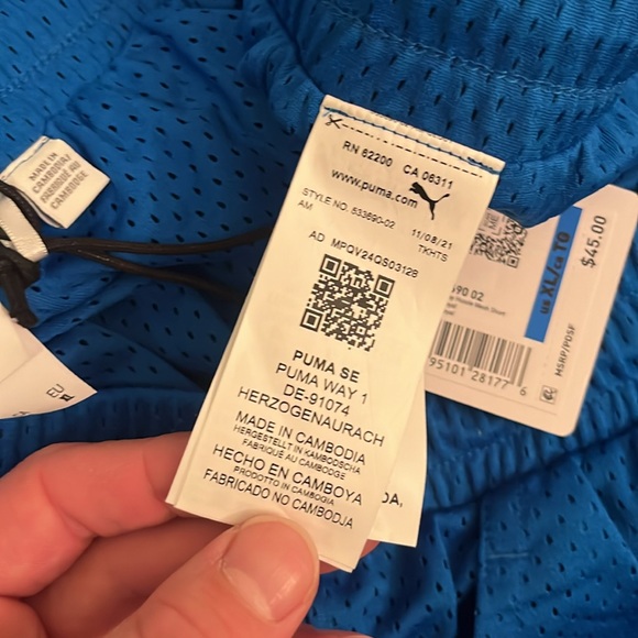 Puma x TMC Everyday Hussle Mesh Shorts “Blue” w/ White Drawstring - Picture 6 of 14